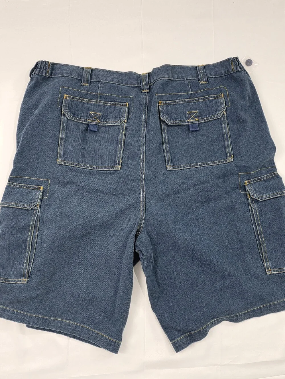Boulder Creek Men’s Denim Cargo Shorts Size 48 Big Blue Multi Pocket Elastic